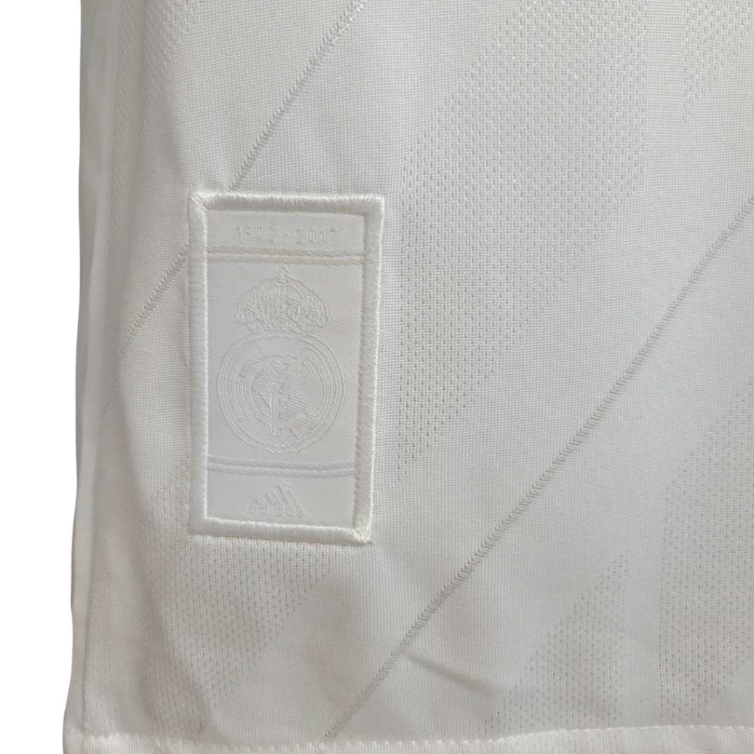 Camisa Retrô Real Madrid I Home Adidas 2017/18  Manga Longa Masculino Branco