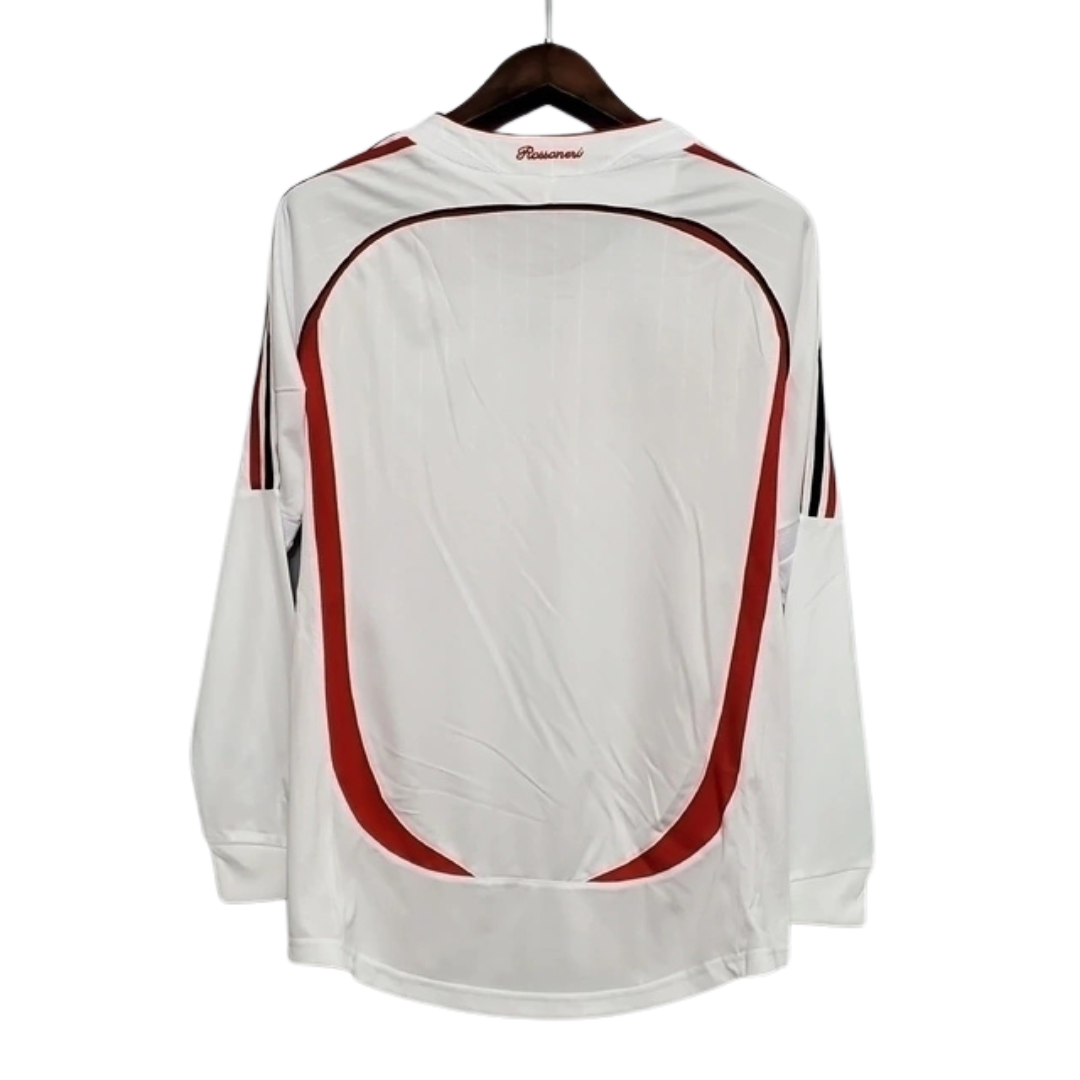 Camisa Retrô Milan II Away 2006/07 Manga Longa Masculino Branco